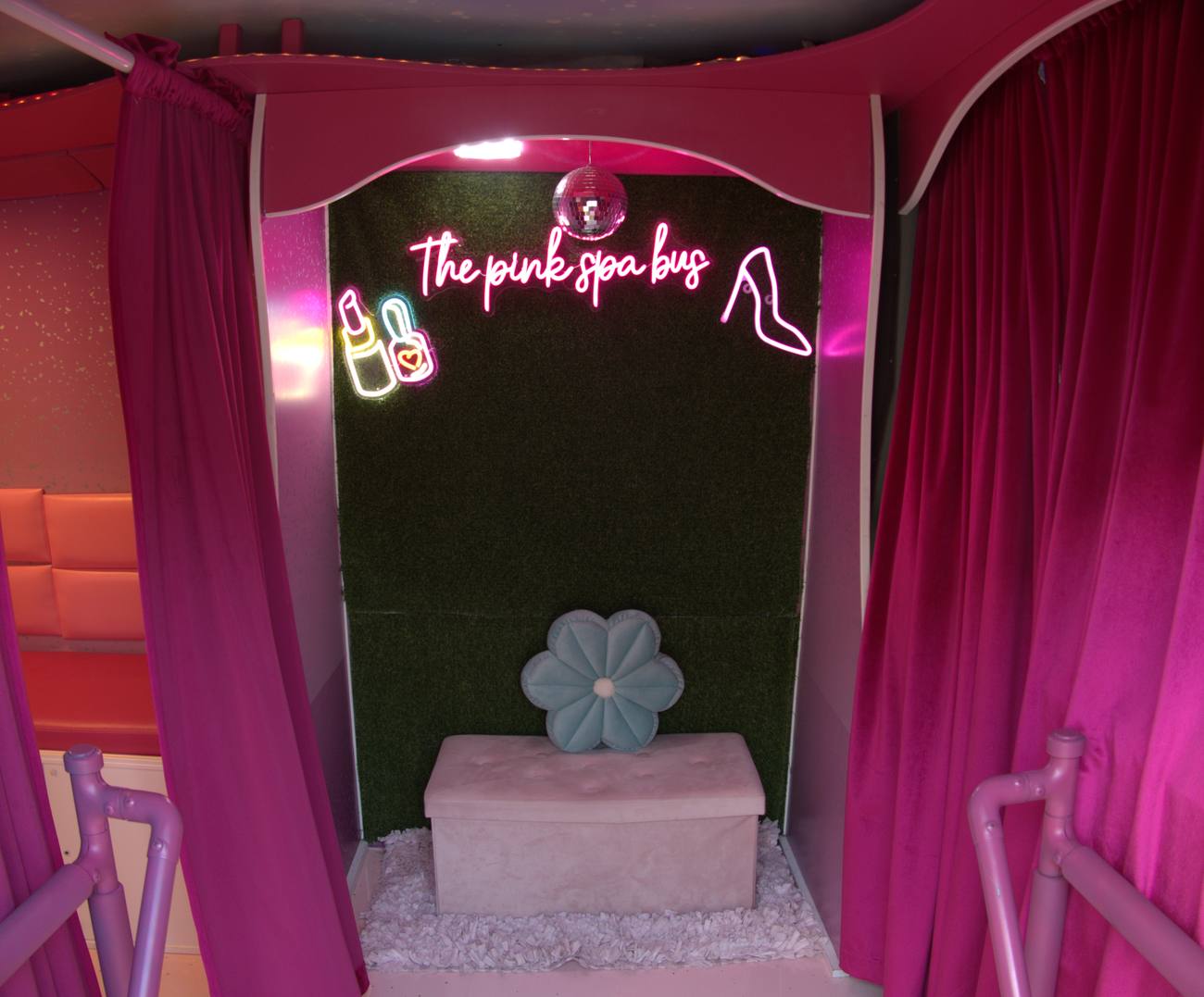 Step aboard — the pink entrance